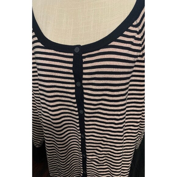 Lane Bryant Black and Rose Gold Metallic Button-Front Cardigan Sweater. - Picture 2 of 5